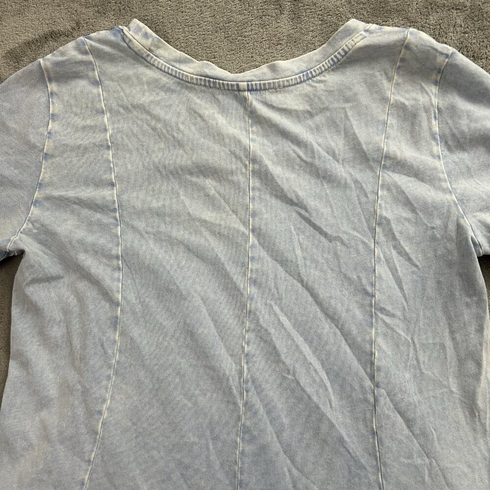 Soft Surroundings Shirt Womens XS Light Blue Lace Design Casual Top Cotton Boho - Picture 14 of 14
